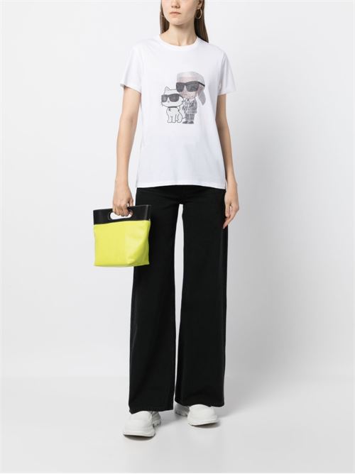 T-shirt donna manica corta con strass Karl Lagerfeld | 230W1772100